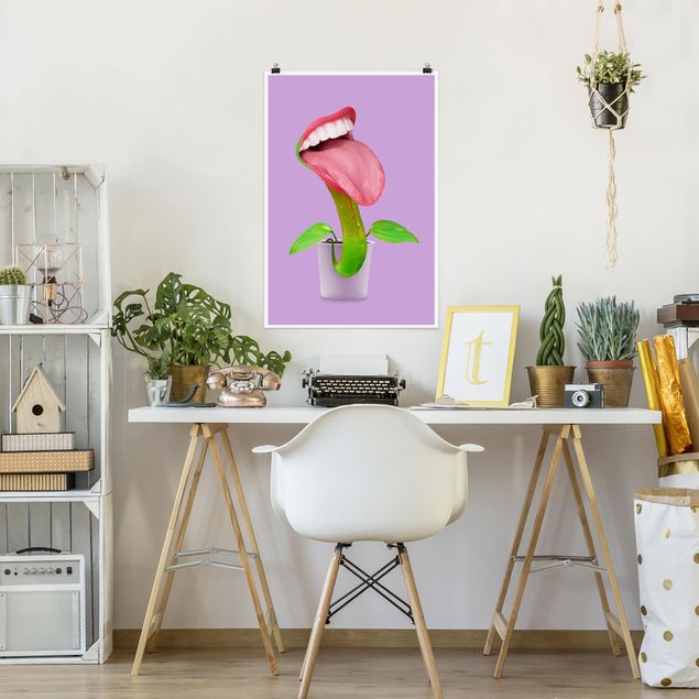 Poster Blumen Fleischfressende Pflanze mit Mund