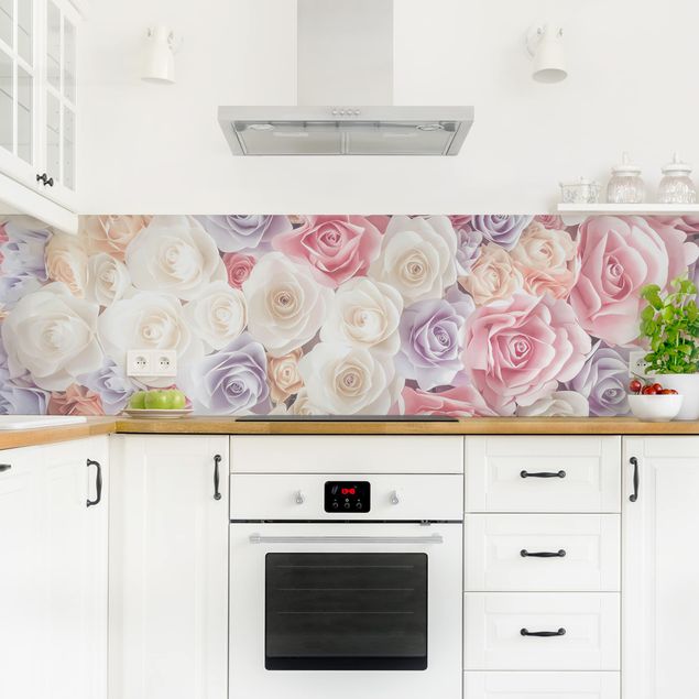 Küchenspiegel Pastell Paper Art Rosen