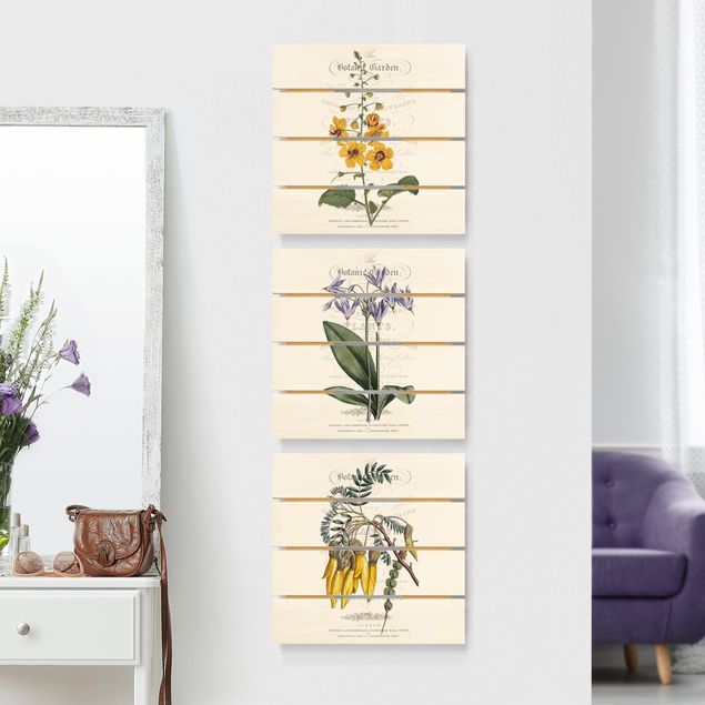Holzbilder Blumen Botanisches Tableau Set I