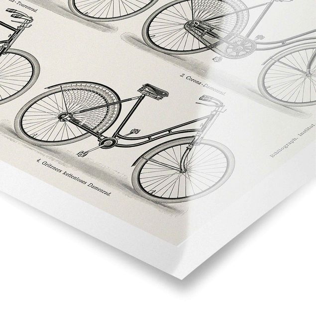 Poster - Vintage Schautafel Fahrräder - Querformat 2:3