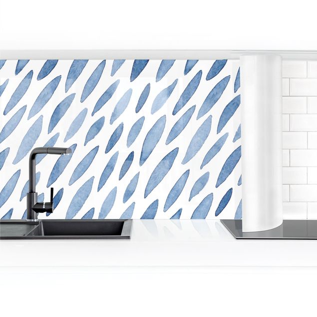 Küchenrückwand selbstklebend Aquarell Regen in Indigo II