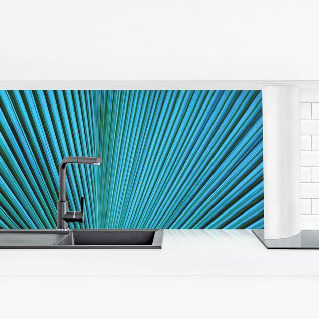 Küchenrückwand selbstklebend Tropische Pflanzen Palmenblatt in Türkis II