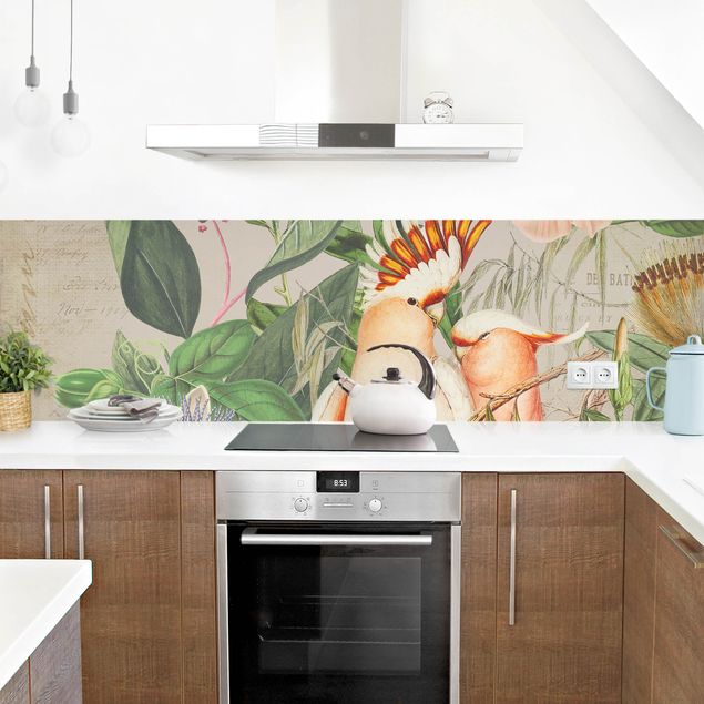 Küchenspiegel Colonial Style Collage - Rosa Kakadu