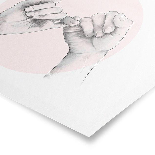 Poster kaufen Illustration Hände Freundschaft Kreis Rosa Weiß