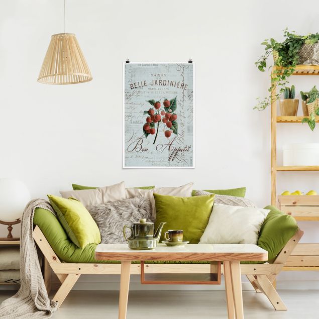 Moderne Poster Shabby Chic Collage - Himbeeren