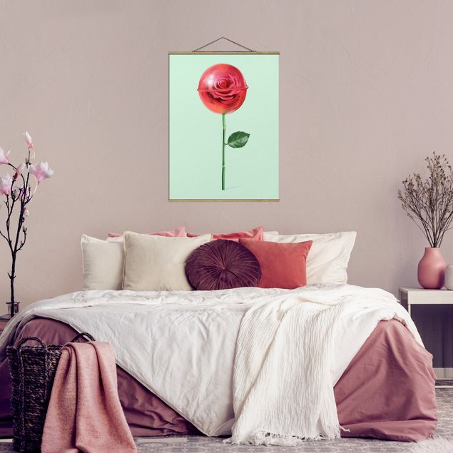 Stoffbilder mit Posterleisten Rose mit Lollipop