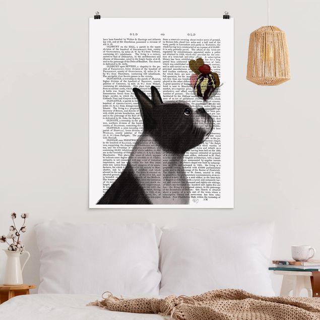 Wand Poster XXL Tierlektüre - Terrier mit Eis