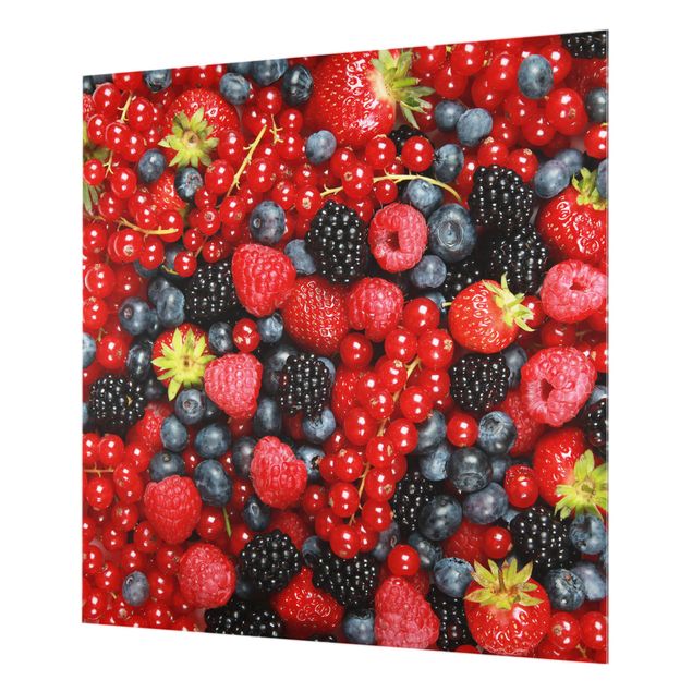 Glas Spritzschutz - Fruchtige Waldbeeren - Quadrat - 1:1