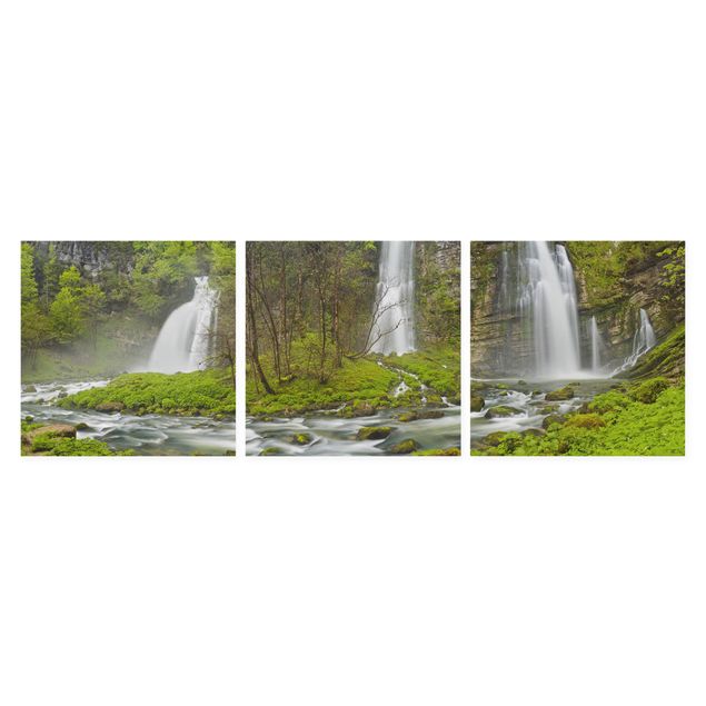 Leinwandbild 3-teilig - Wasserfälle Cascade de Flumen - Quadrate 1:1