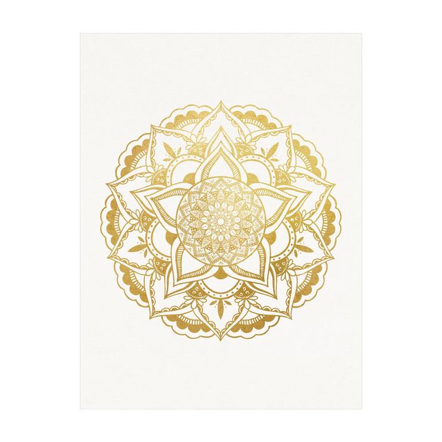 Teppich gold Mandala Illustration Ornament weiß gold