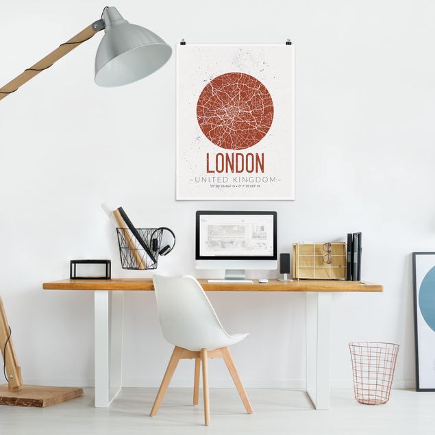 Poster - Stadtplan London - Retro - Hochformat 3:4