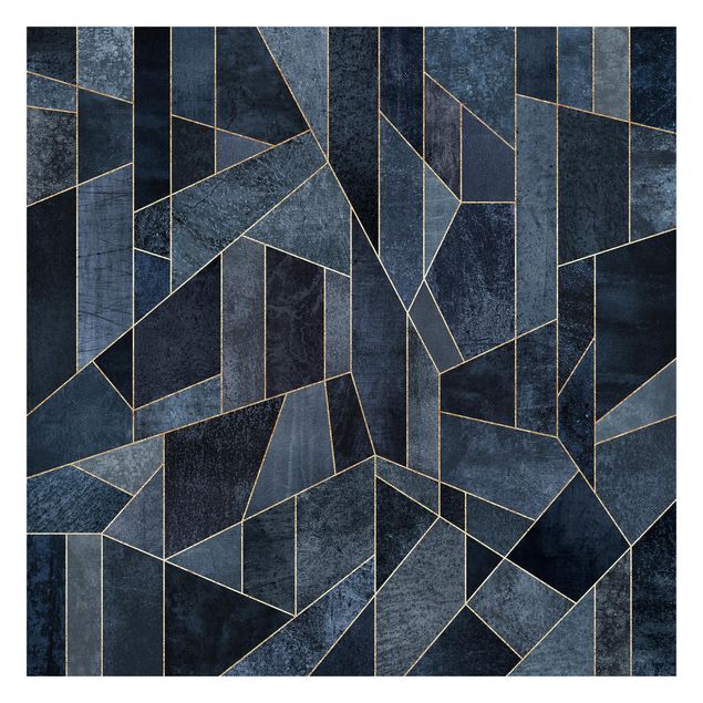 Fototapete - Blaue Geometrie Aquarell - Fototapete Quadrat
