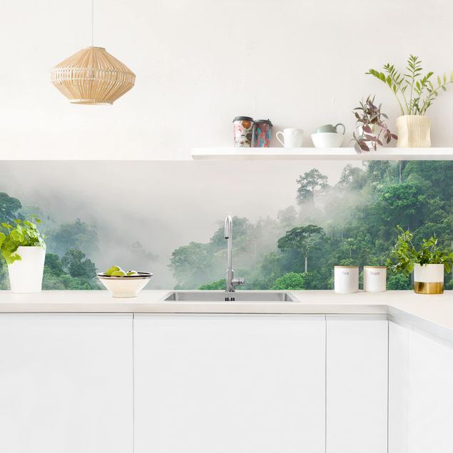 Küchenrückwand - Dschungel im Nebel