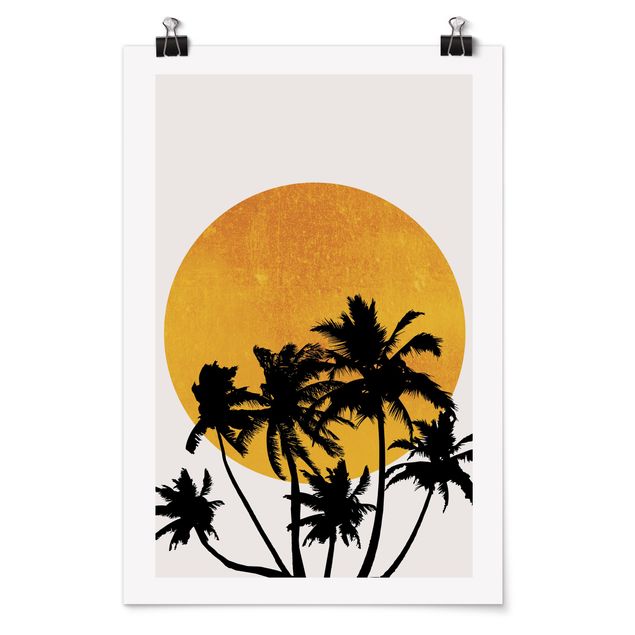 Kubistika Bilder Palmen vor goldener Sonne