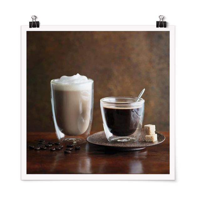 Moderne Poster Espresso und Milchkaffee