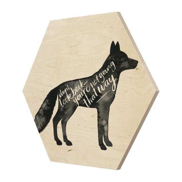 Hexagon Bild Holz - Tiere mit Weisheit - Fuchs