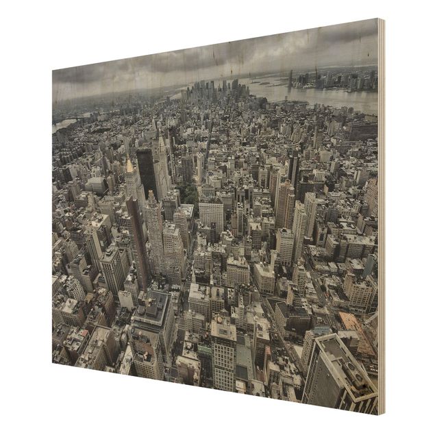 Holzbild - Blick über Manhattan - Querformat 3:4