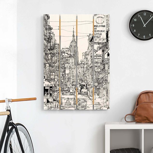 Wandbild Holz Stadtstudie - Little Italy