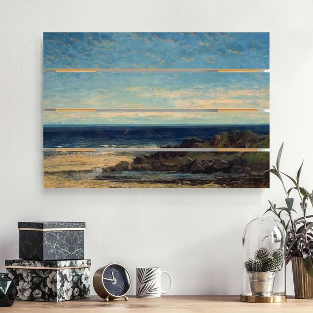 Holzbilder Natur Gustave Courbet - Blaues Meer
