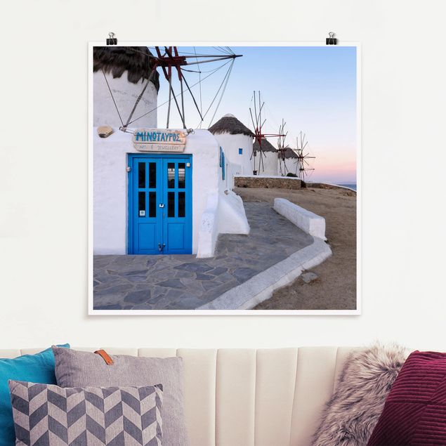 Poster - Mykonos Windmills - Quadrat 1:1