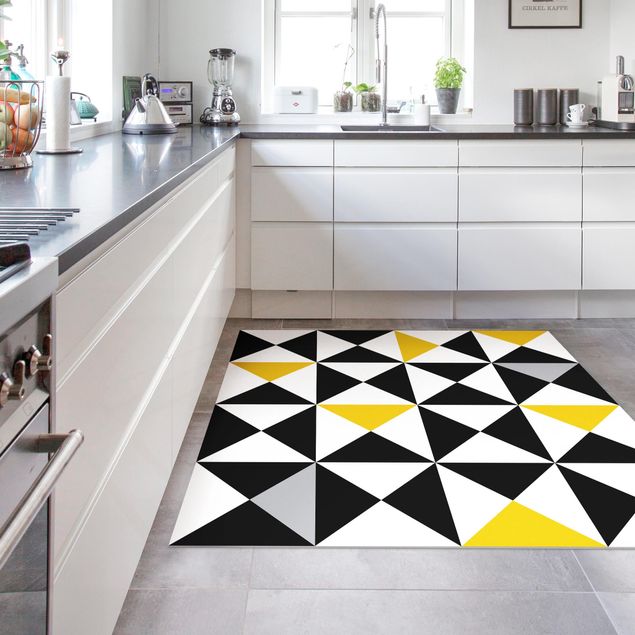 Moderne Teppiche Geometrisches Muster große Dreiecke Farbakzent Gelb