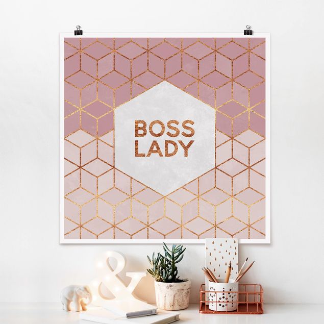 XXL Poster Boss Lady Sechsecke Rosa