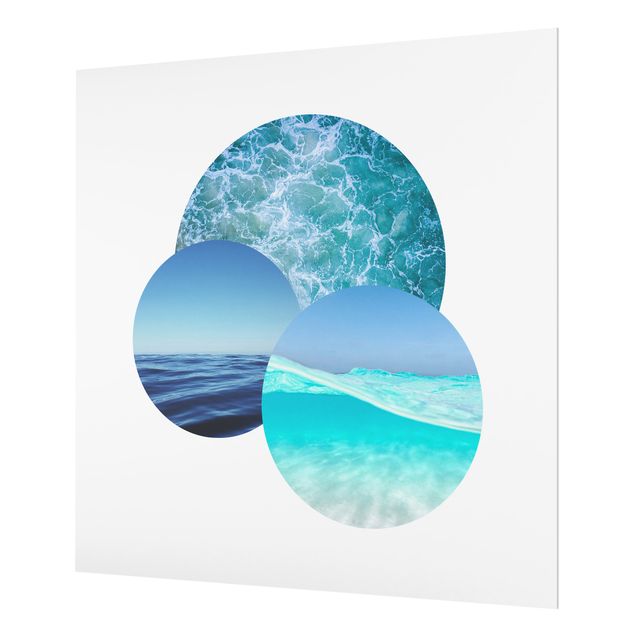 Spritzschutz Glas - Ozeane im Kreis - Quadrat 1:1