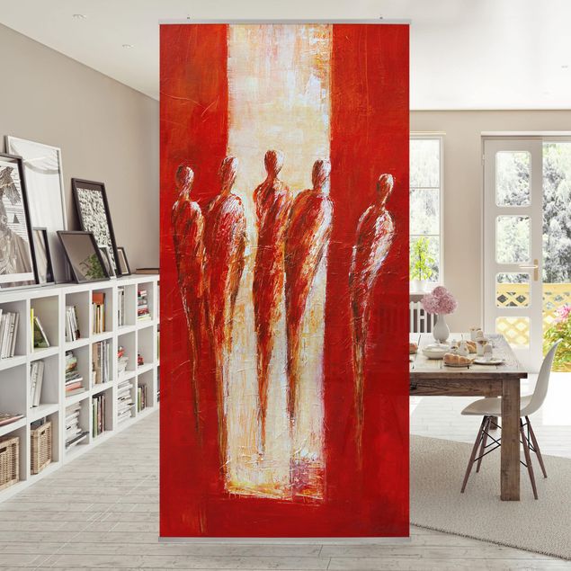 Raumteiler abstrakt Petra Schüßler - Fünf Figuren in Rot 02
