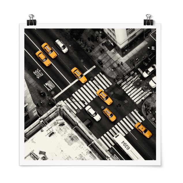 schwarz-weiß Poster New York City Cabs
