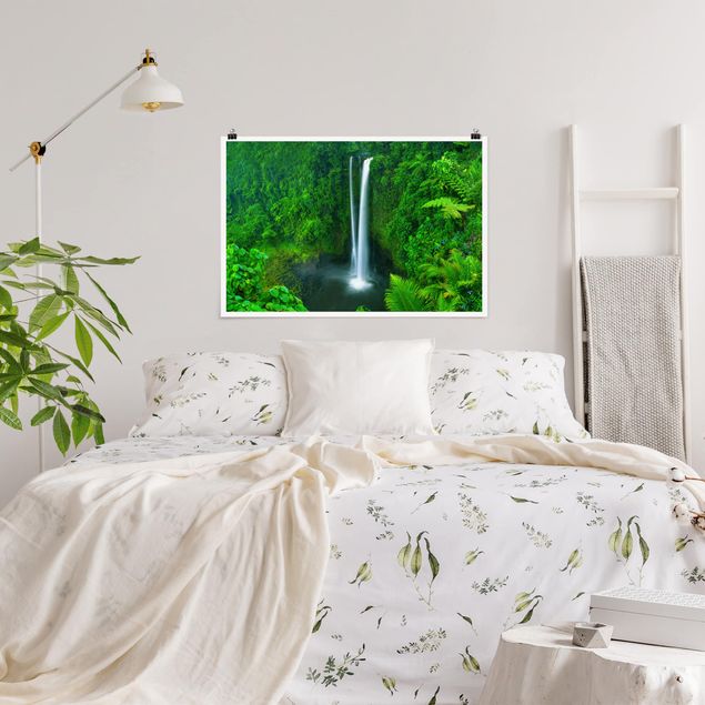 Poster - Paradiesischer Wasserfall - Querformat 2:3