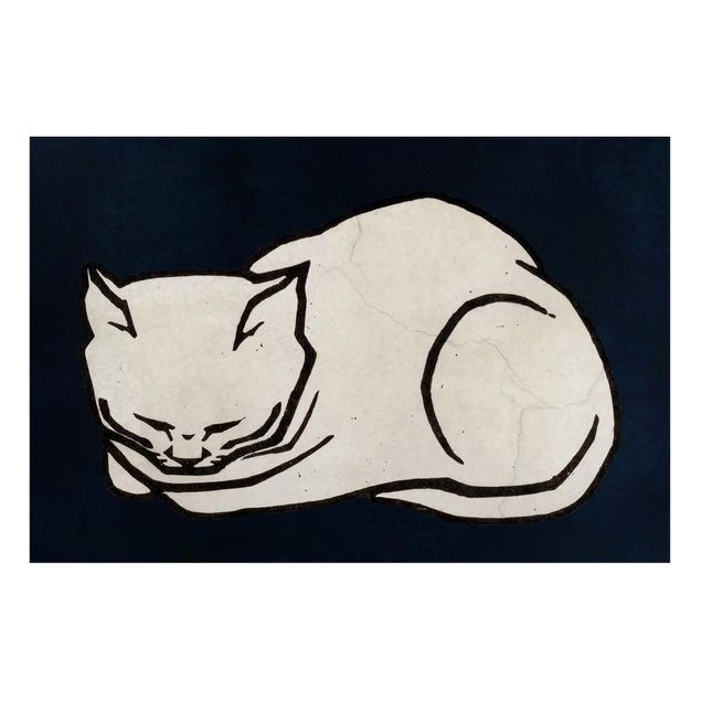 Magnettafel - Schlafende Katze Illustration - Hochformat 3:2