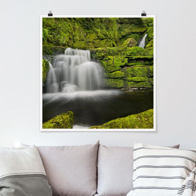Poster - Lower McLean Falls in Neuseeland - Quadrat 1:1