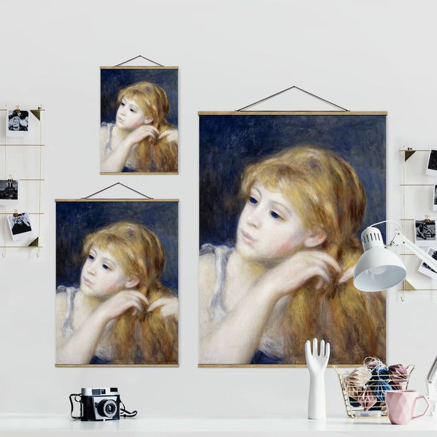 Stoffbild mit Posterleisten - Auguste Renoir - Kopf eines Mädchens - Hochformat 3:4