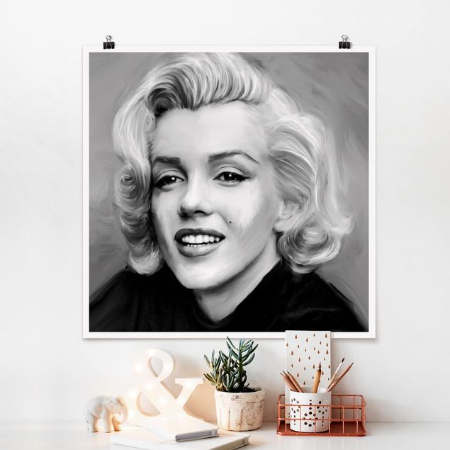 Poster schwarz-weiß Fotografie Marilyn privat