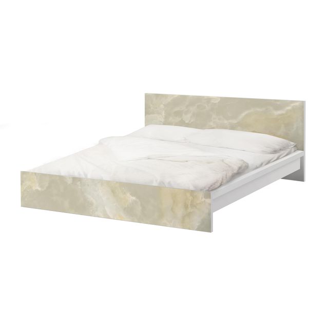 Möbelfolie für IKEA Malm Bett niedrig 160x200cm - Onyx Marmor Creme