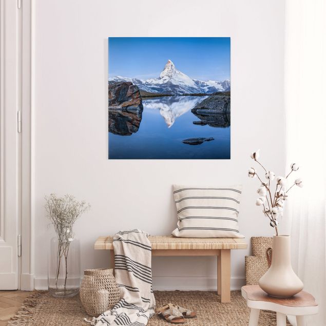 Leinwandbild - Stellisee vor dem Matterhorn - Quadrat 1:1