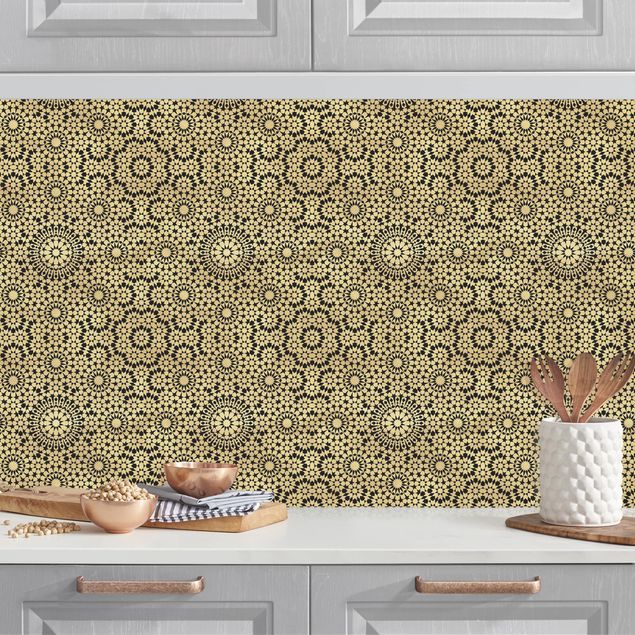 Platte Küchenrückwand Orientalisches Muster mit goldenen Sternen