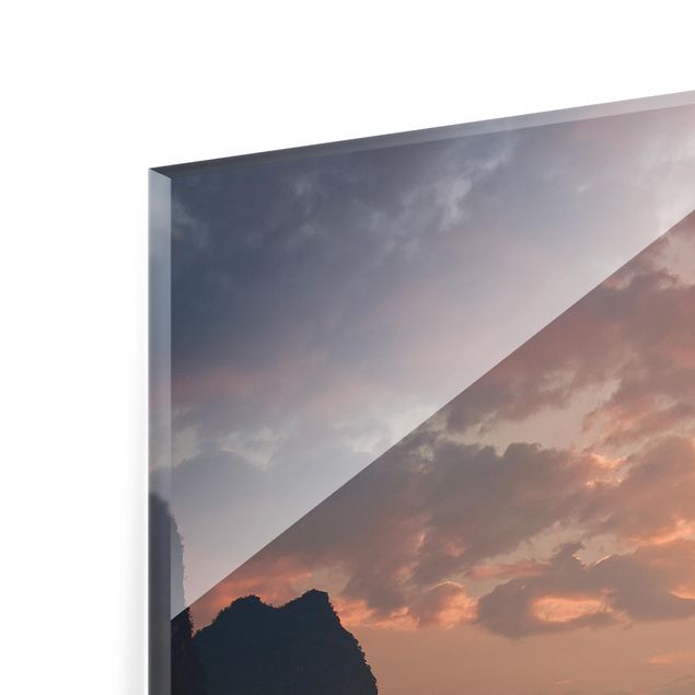 Glas Spritzschutz - Sonnenaufgang über chinesischem Fluss - Quadrat - 1:1