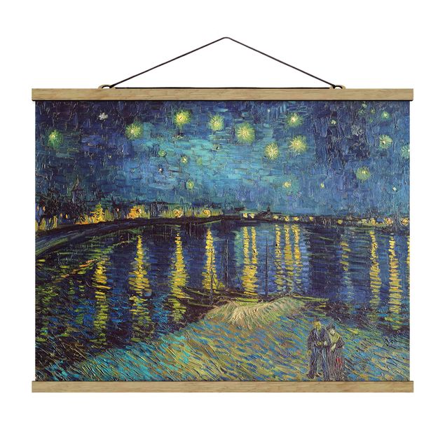 Stoffbilder mit Posterleisten Vincent van Gogh - Sternennacht über der Rhône