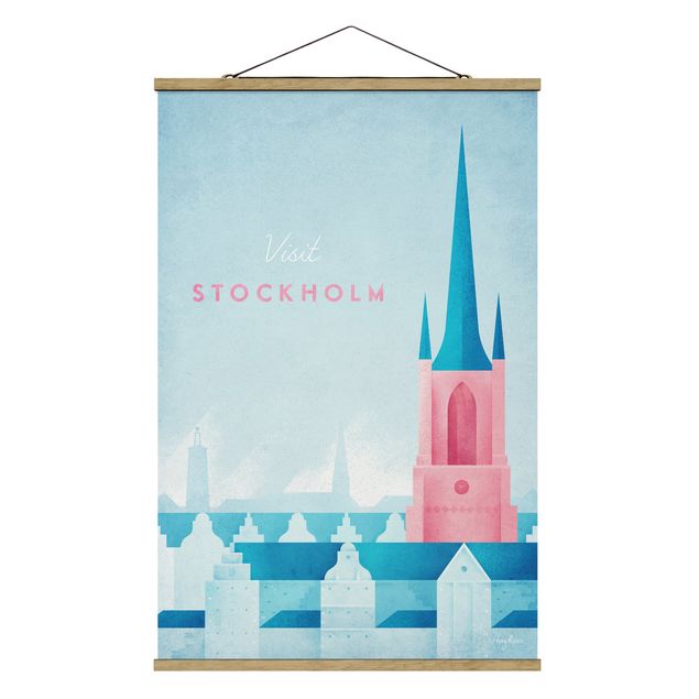 Stoffbild mit Posterleisten - Reiseposter - Stockholm - Hochformat 2:3