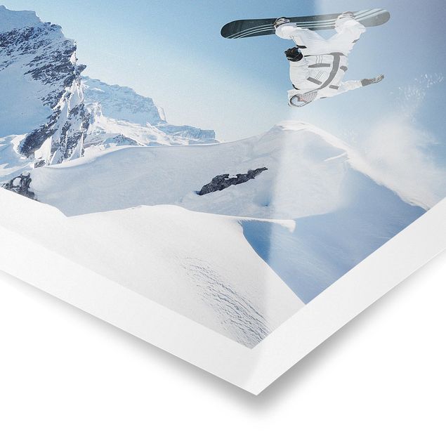 Poster - Fliegender Snowboarder - Querformat 3:4