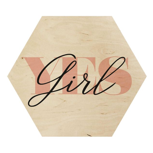 Hexagon Bild Holz - YES Girl