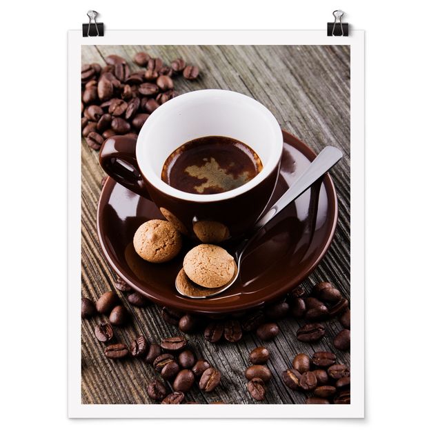 Poster kaufen Kaffeetasse mit Kaffeebohnen