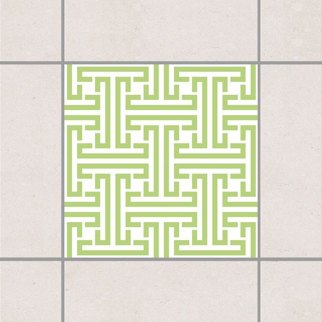 Fliesenaufkleber Muster Dekoratives Labyrinth Spring Green Grün