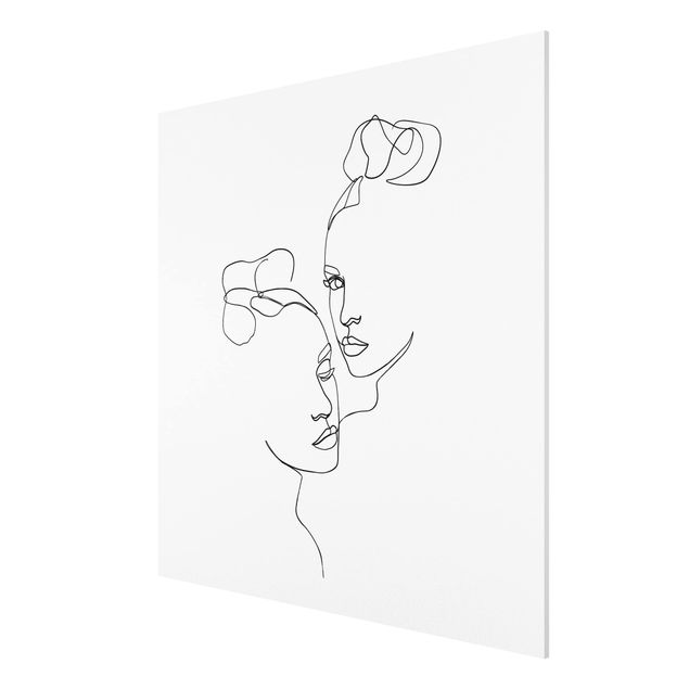 Forex Fine Art Print - Line Art Gesichter Frauen Schwarz Weiß - Quadrat 1:1