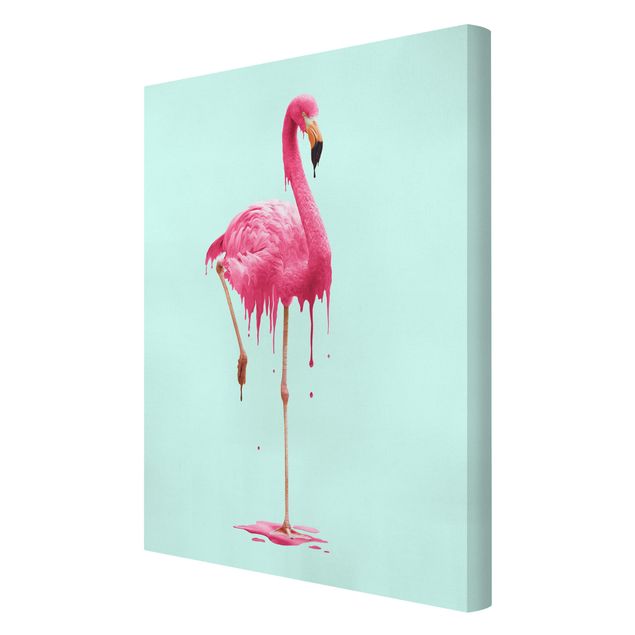 Leinwandbild - Jonas Loose - Schmelzender Flamingo - Hochformat 3:2