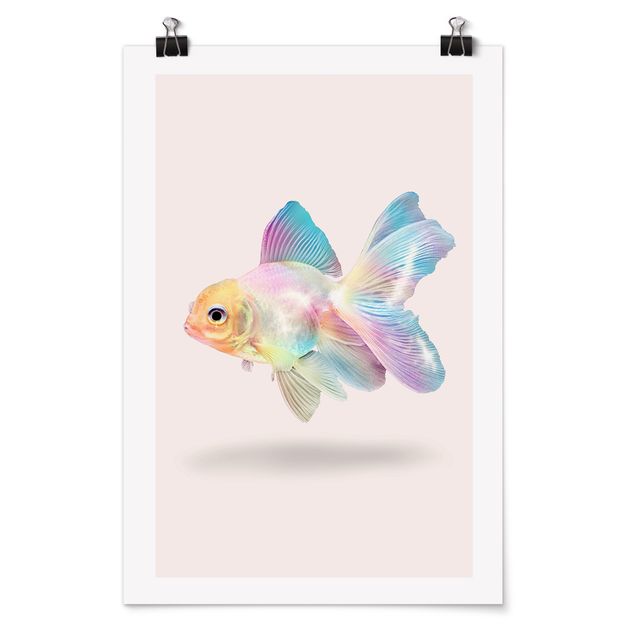 Moderne Poster Fisch in Pastell