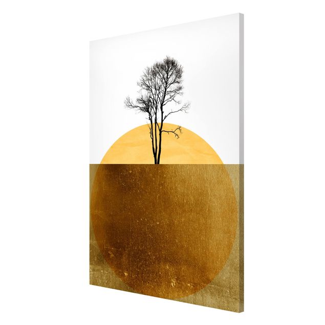 Magnettafel - Goldene Sonne mit Baum - Hochformat 2:3