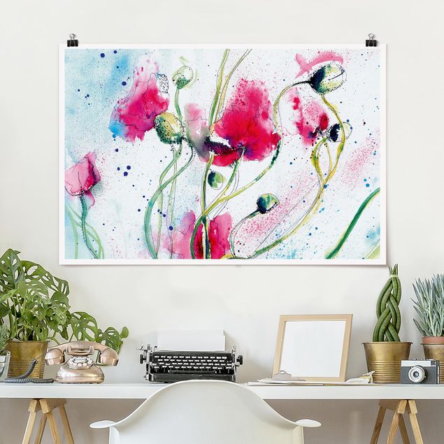 Poster Mohnblumen Painted Poppies