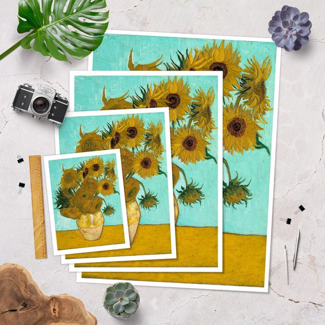 Poster - Vincent van Gogh - Vase mit Sonnenblumen - Hochformat 3:4